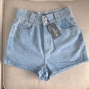 Misguided Light Blue Denim Mom Shorts- Size 6